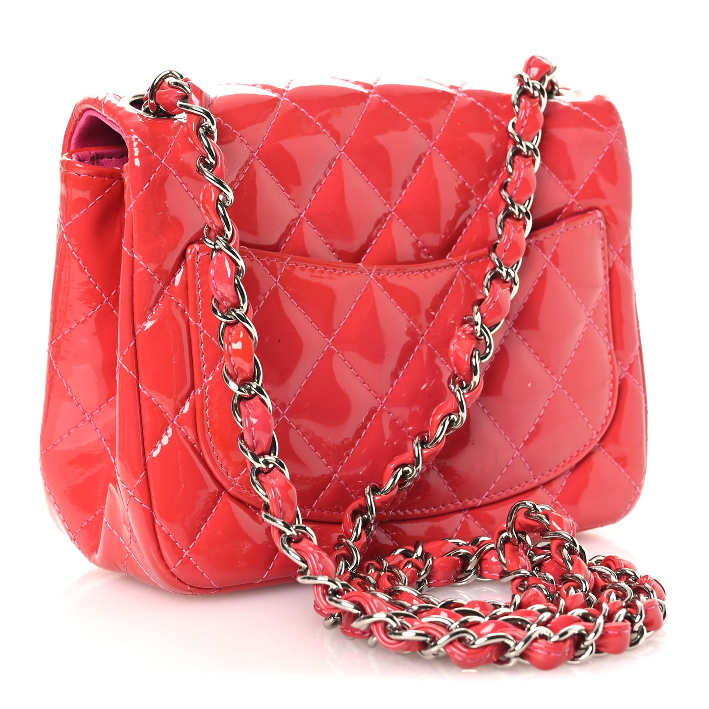 Patent Quilted Mini Square Flap Pink