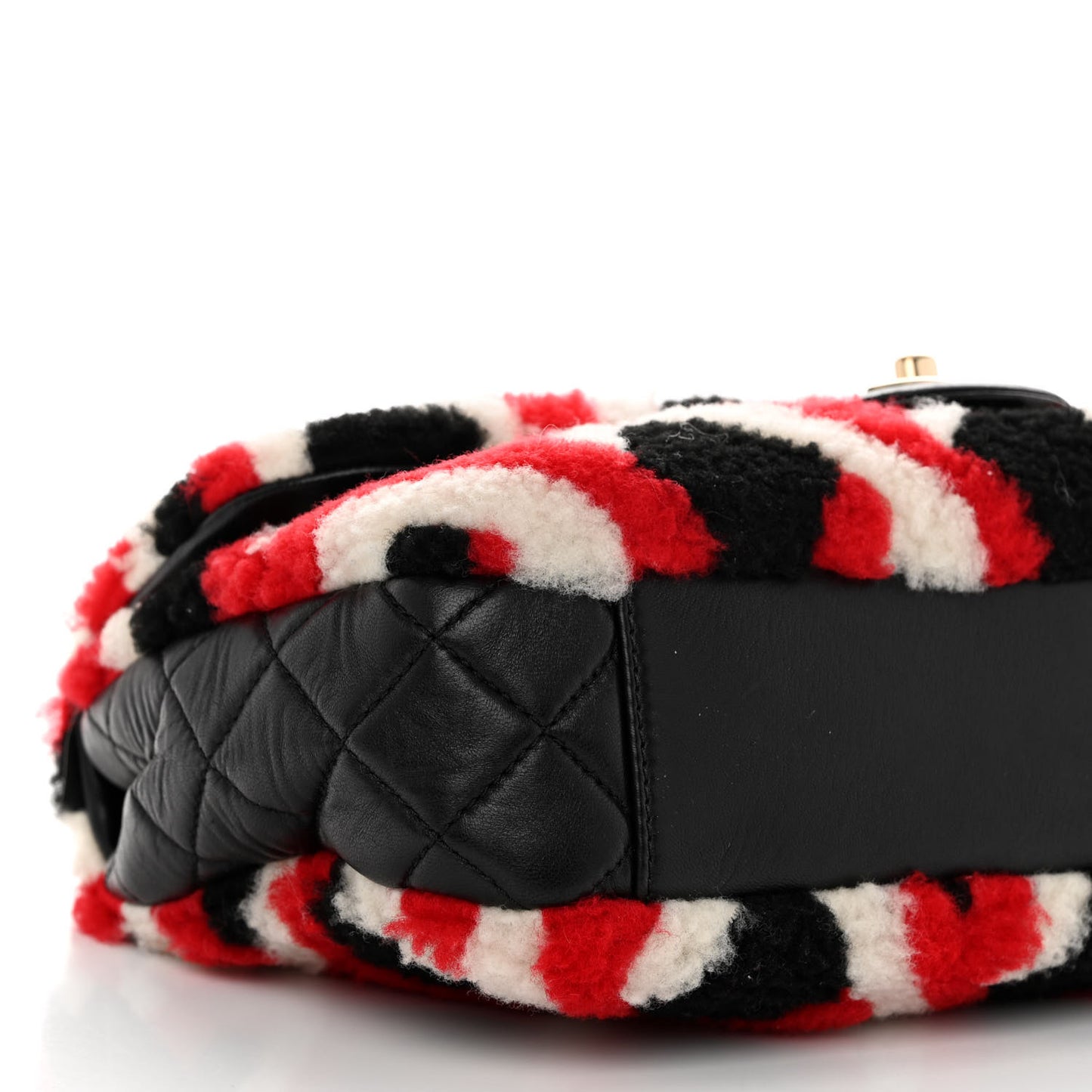 Lambskin Shearling Medium Flap Red Black