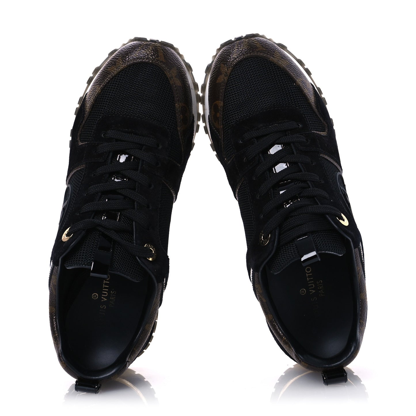 Suede Monogram Run Away Sneakers 36 Black
