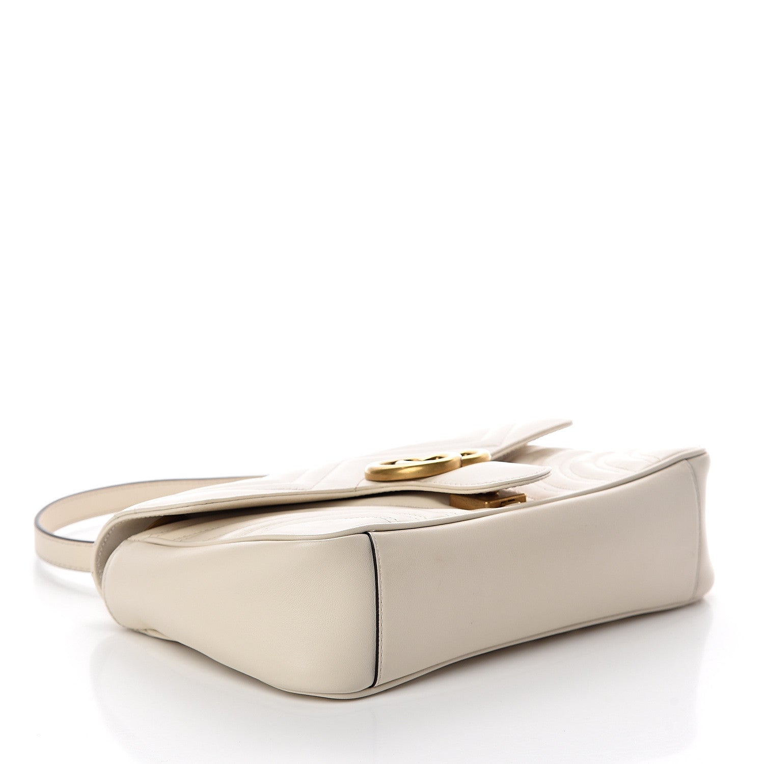 Gucci Calfskin Matelasse Small GG Marmont Shoulder Bag White 3 of 8