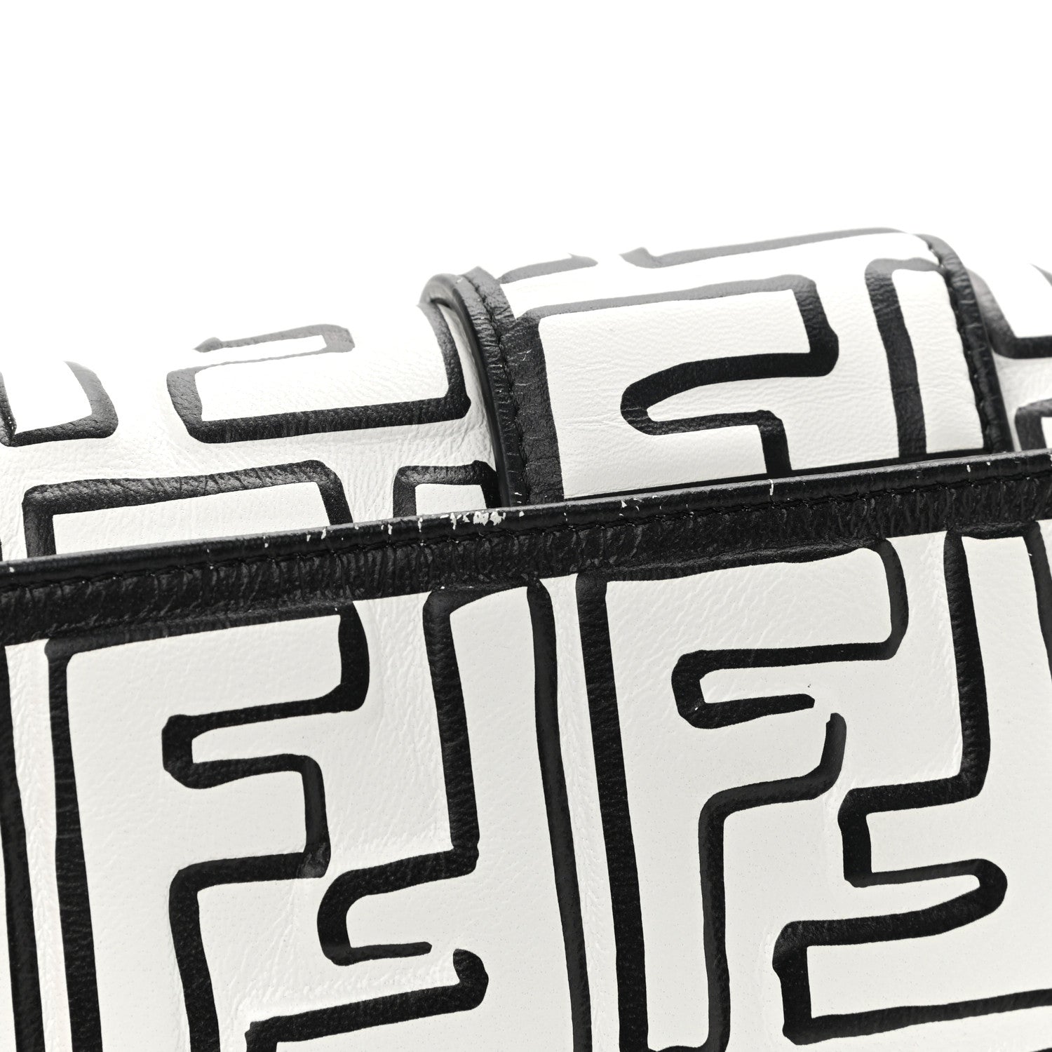 Fendi X JOSHUA VIDES Nappa FF Embossed Mini Belt Baguette Bag White Black 11 of 12