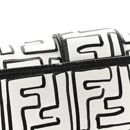 Fendi X JOSHUA VIDES Nappa FF Embossed Mini Belt Baguette Bag White Black 11 of 12