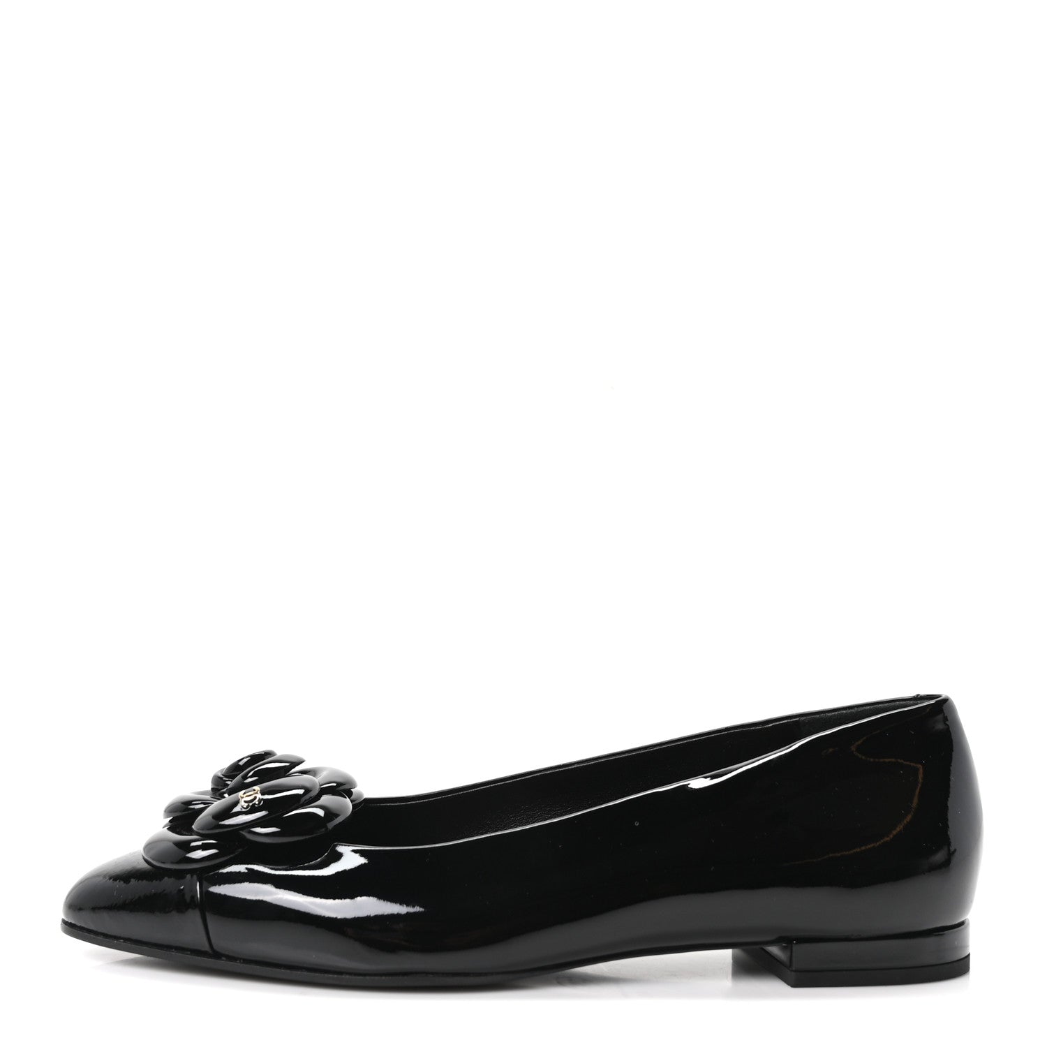 Chanel Patent Camellia Ballerina Flats  40 Black 1 of 9
