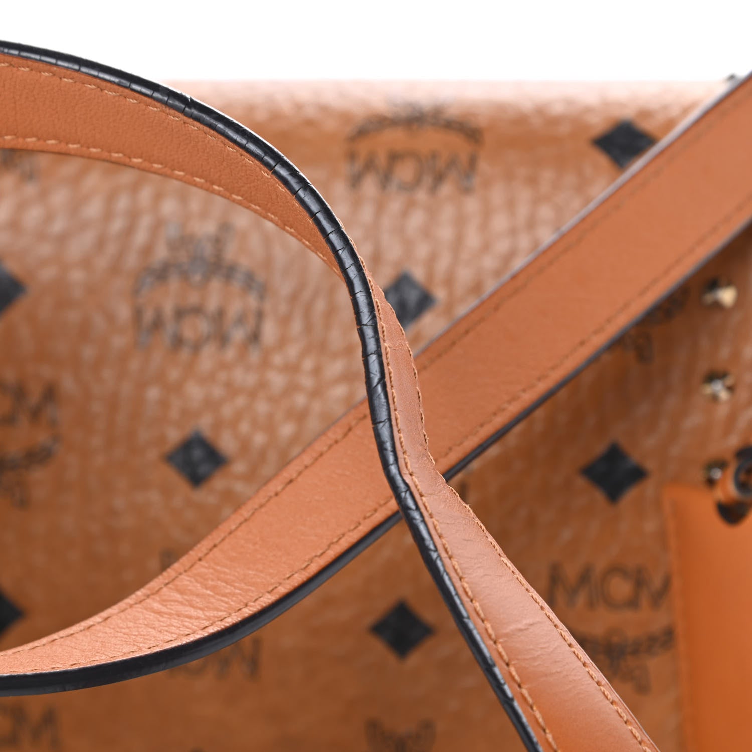 MCM Visetos Studded Victory Patch Patricia Shoulder Bag Cognac 19 of 19