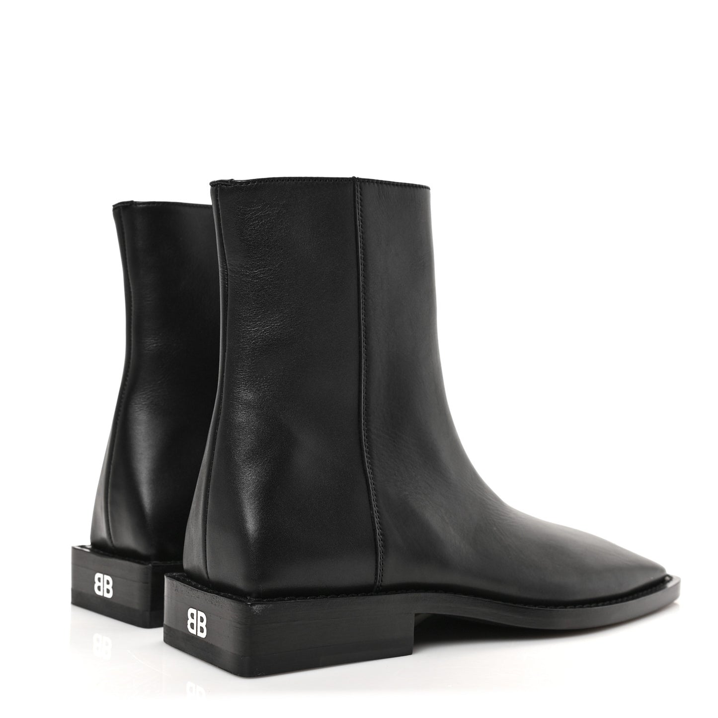 Calfskin Soft Rim Ankle Booties 38 Black