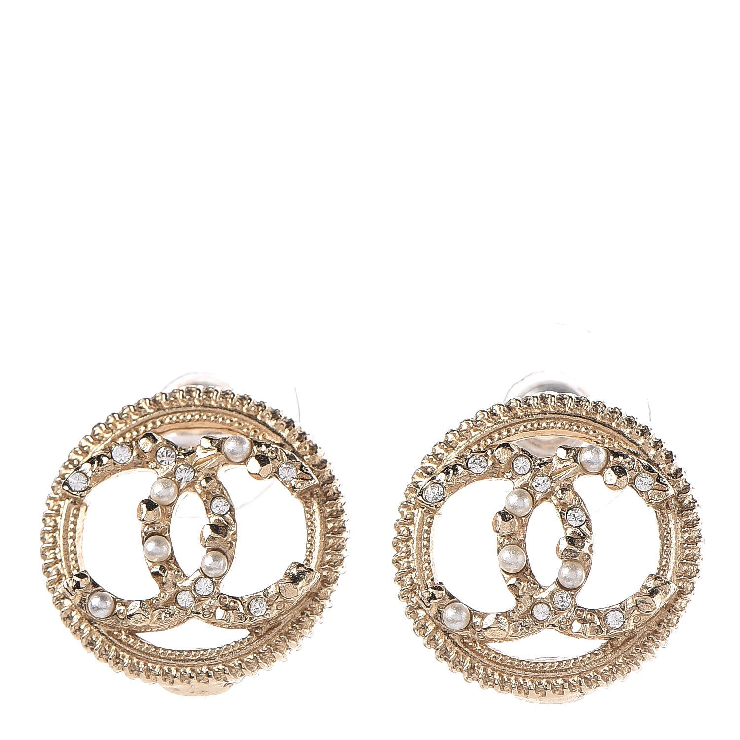 Chanel Pearl CC Round Earrings Gold 1 of 5