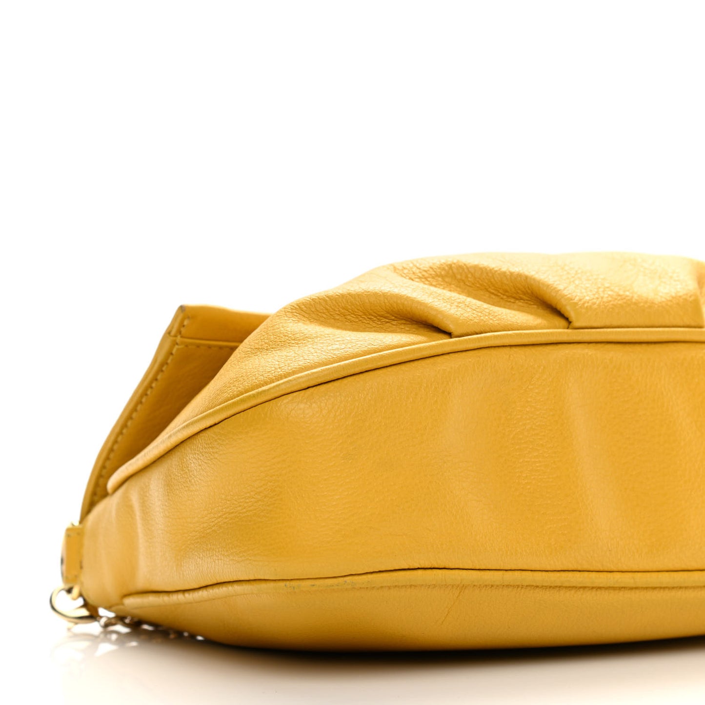 Vitello Flamingo Fendista Pouchette Crossbody Bag Yellow