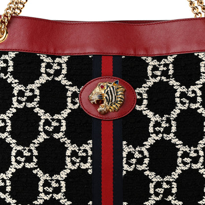 Gucci Tweed GG Monogram Large Rajah Chain Tote Romantic Cherry Black White 8 of 10