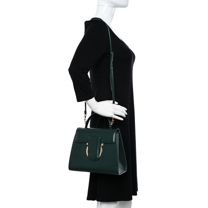 Salvatore Ferragamo Calfskin Thalia Flap Top Handle Satchel Dark Green 2 of 11