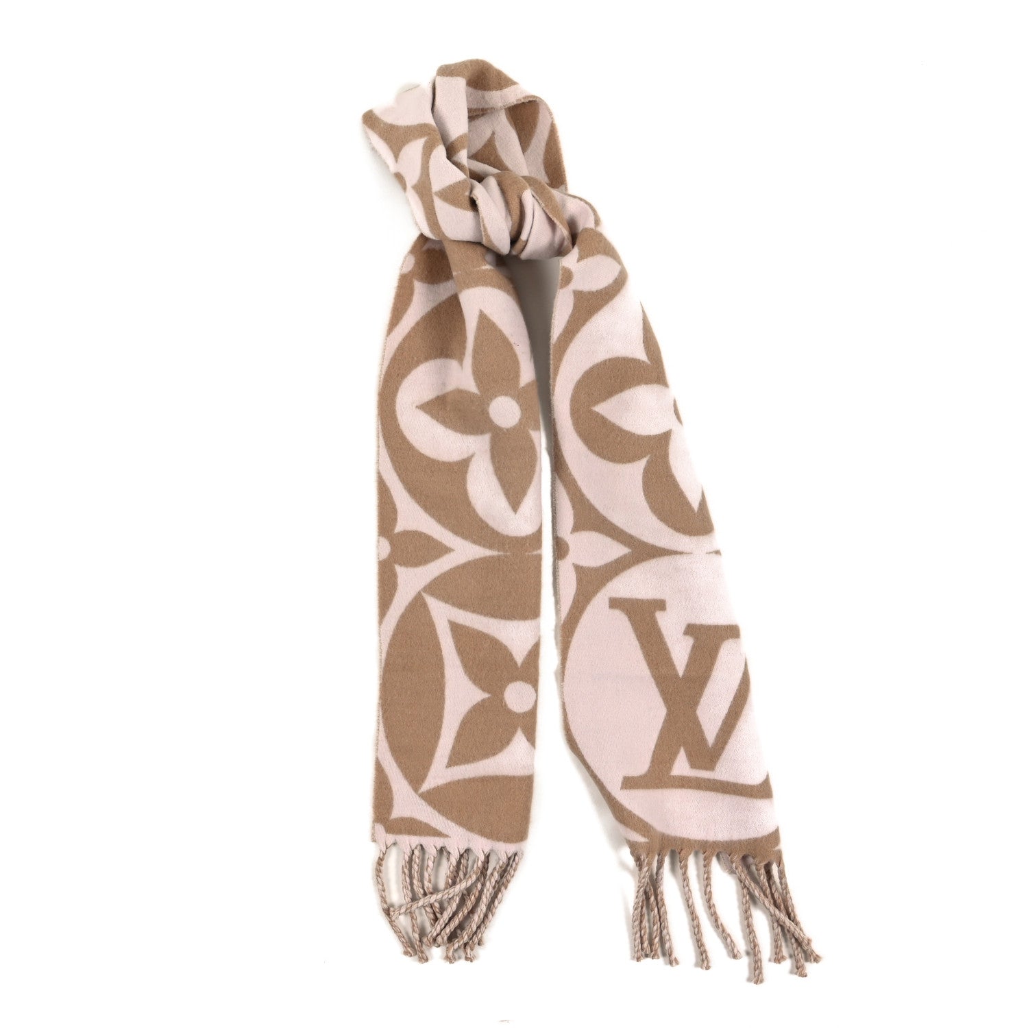 Louis Vuitton Wool LV Medallion Scarf Beige Rose 1 of 3