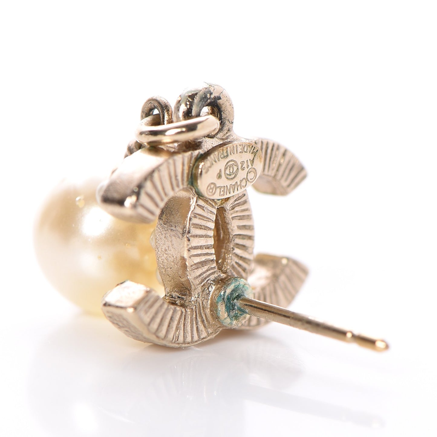 Pearl CC Drop Earrings Gold