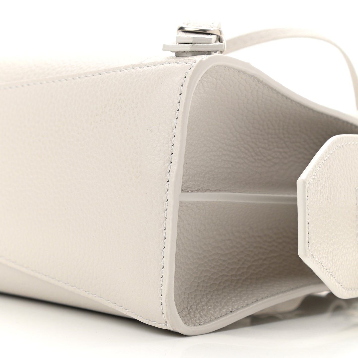 Grained Calfskin Neo Classic Silver Hardware Mini City Chalky White