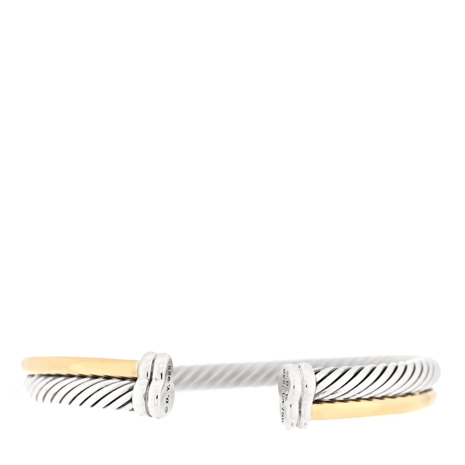 David Yurman Sterling Silver 18K Yellow Gold 5mm Crossover Cuff Bracelet 2 of 3