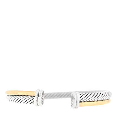 David Yurman Sterling Silver 18K Yellow Gold 5mm Crossover Cuff Bracelet 2 of 3