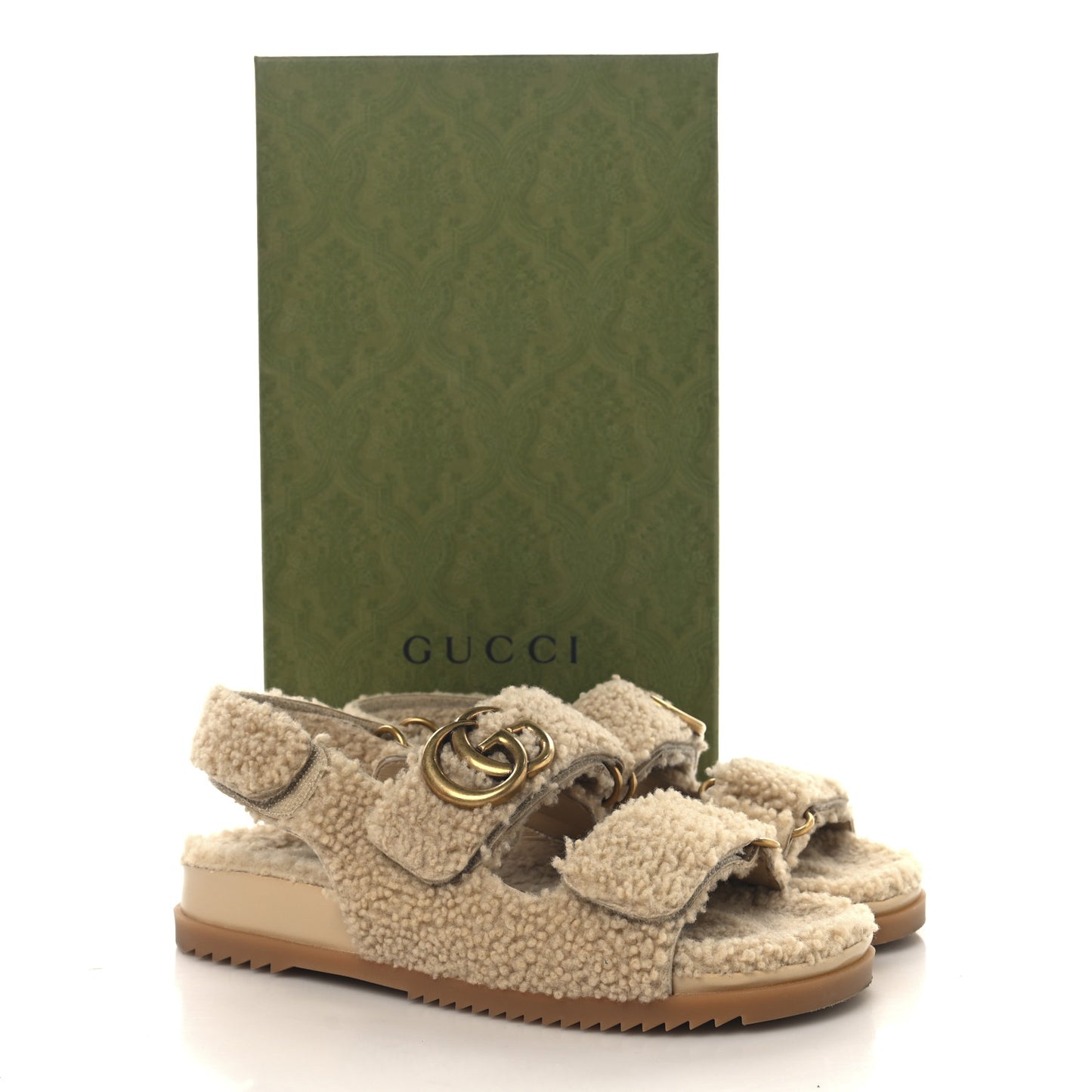 Merino Wool Interlocking G Dad Sandals 37.5 Butterscotch