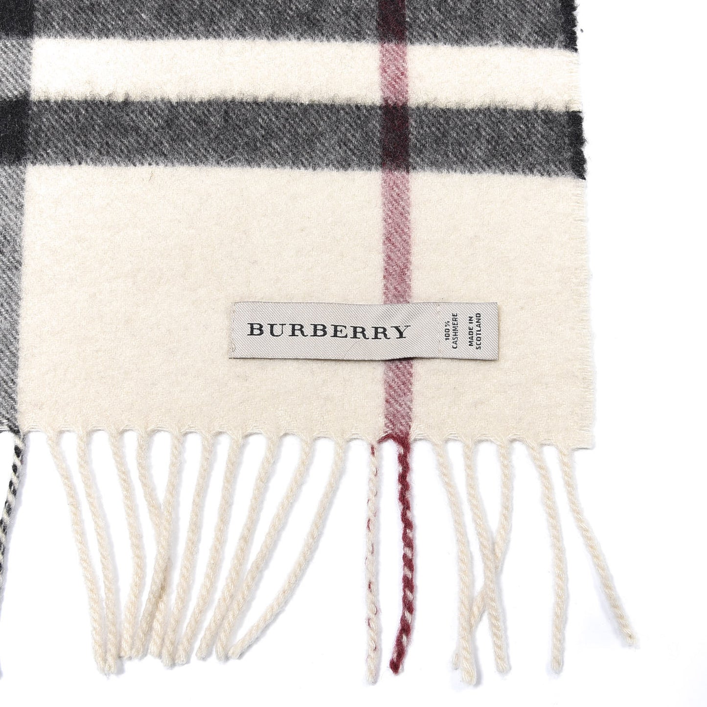Cashmere Giant Check Fringe Scarf
