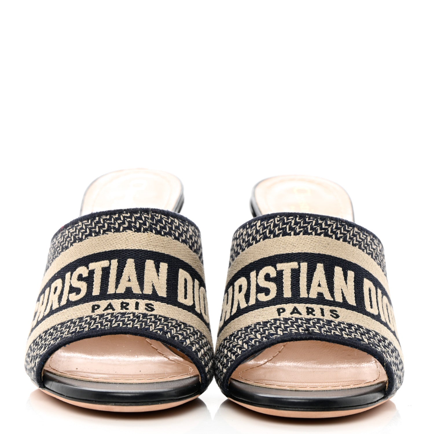 Christian Dior Cotton Embroidered Dway 85mm Slide Sandals 38 Deep Blue 2 of 8