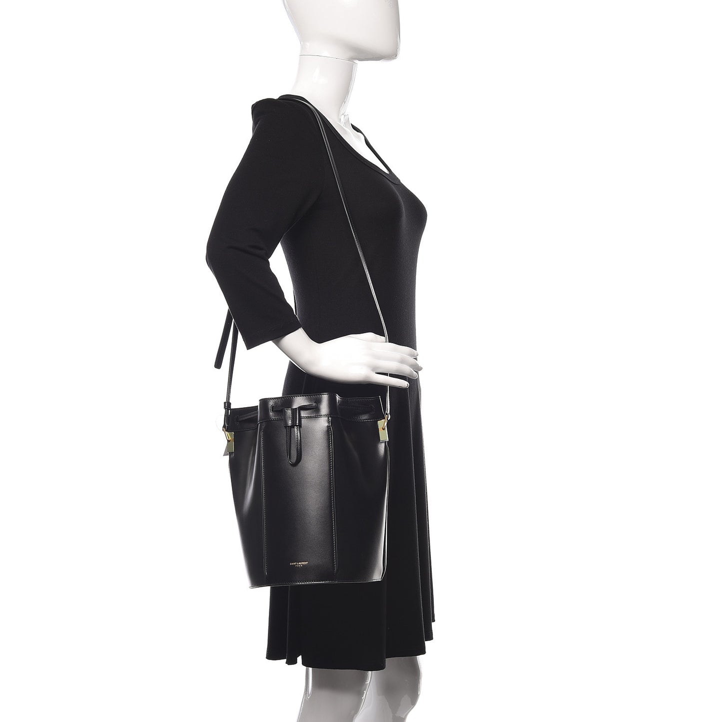 Smooth Calfskin Medium Talitha Bucket Bag Black