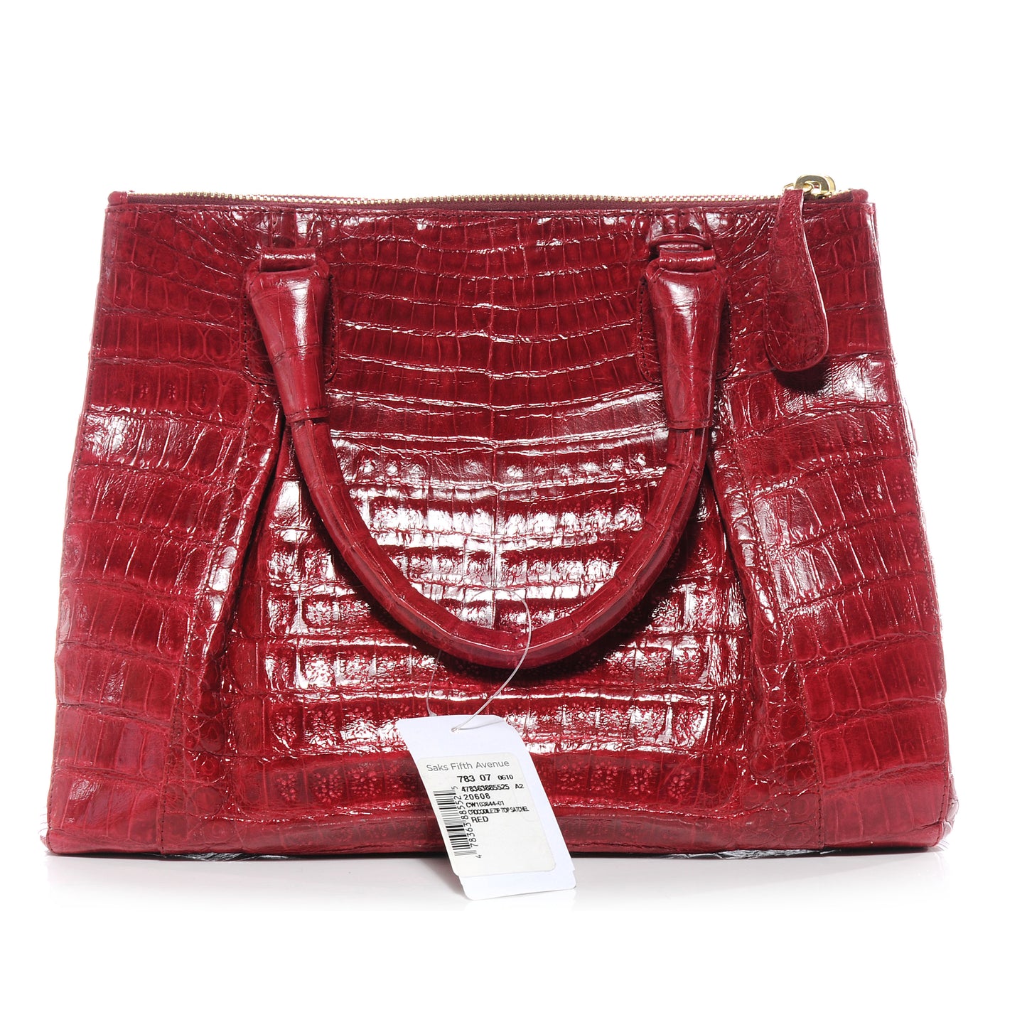 Crocodile Zip Top Satchel Red