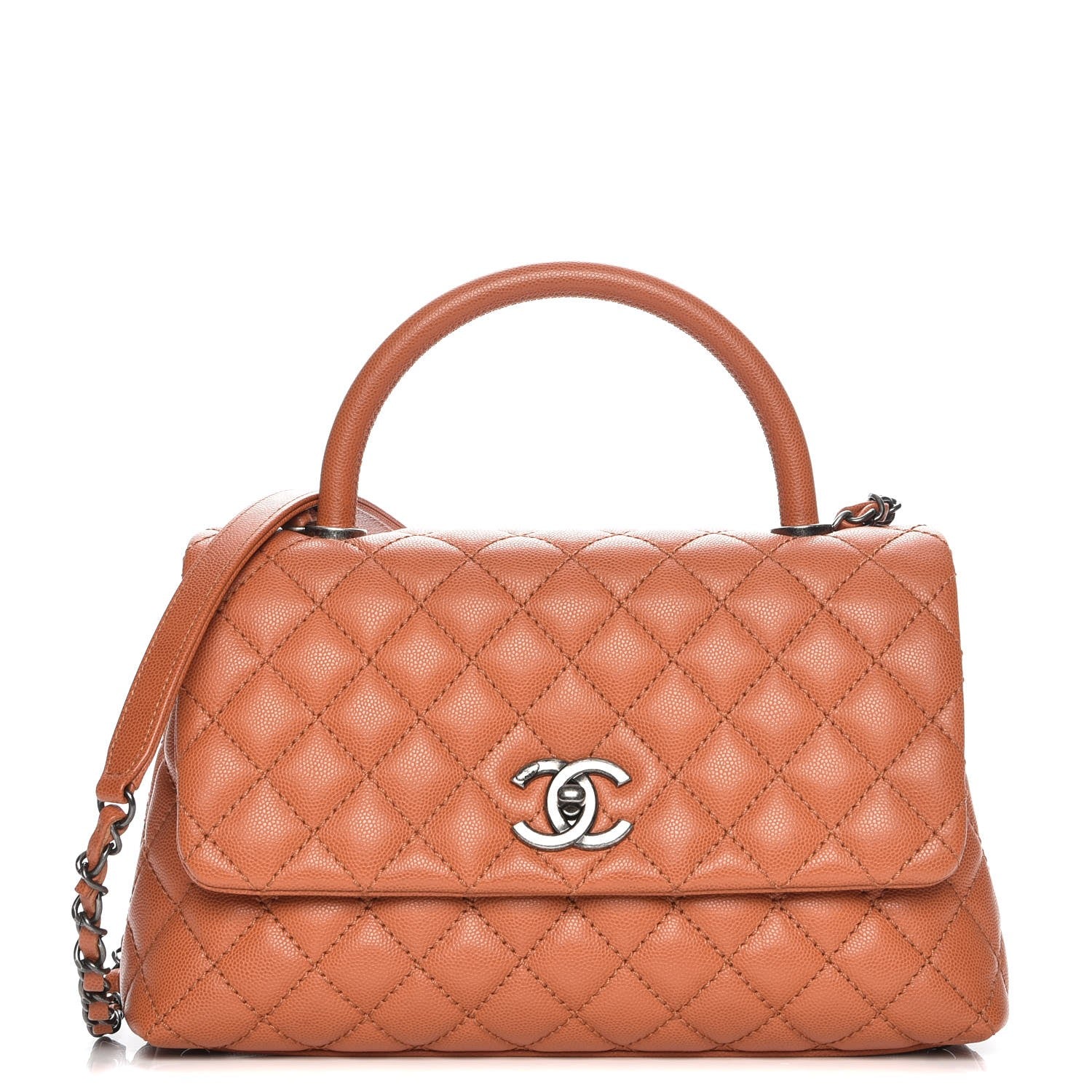 Chanel Caviar Quilted Small Coco Handle Flap Orange 1 of 9