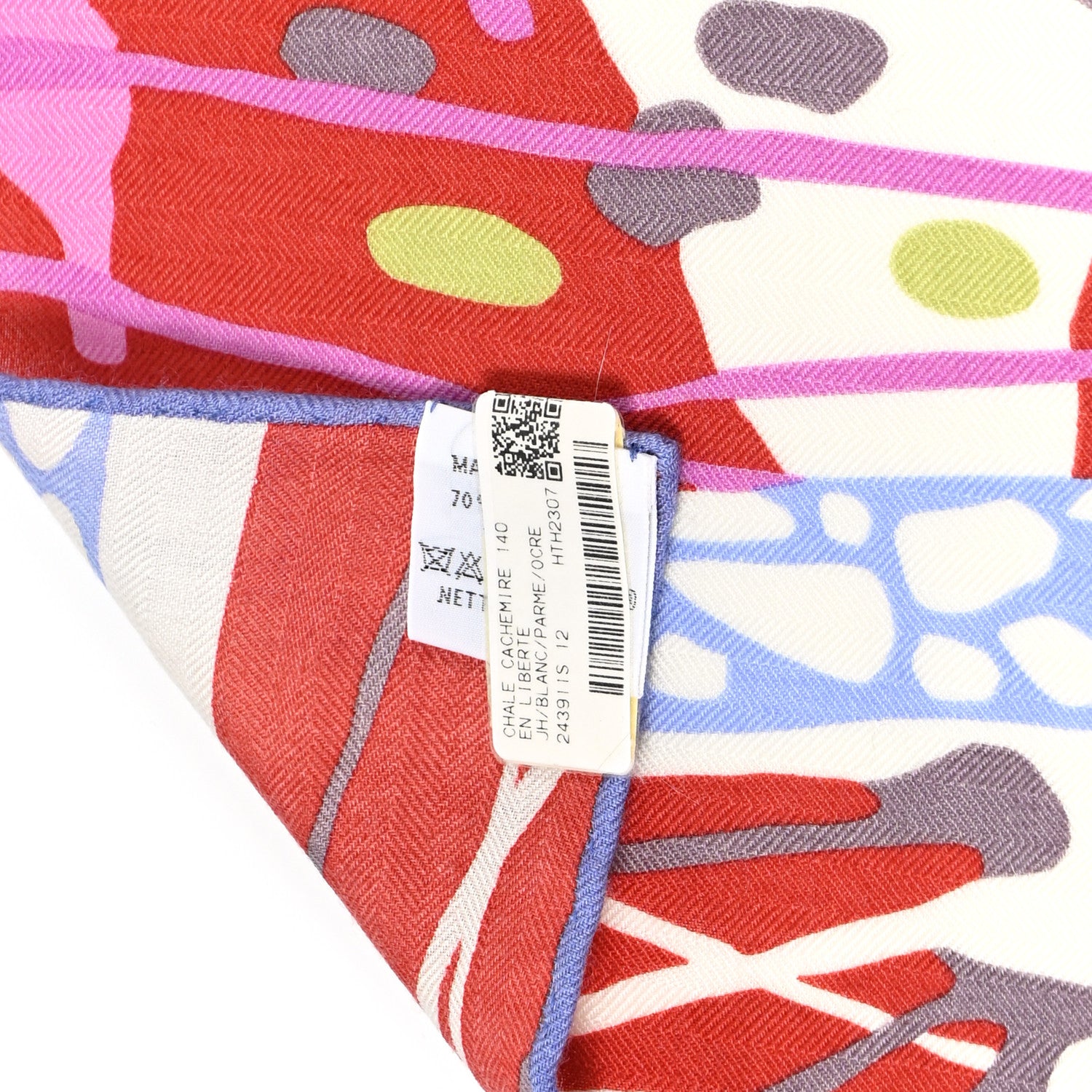 Hermes Cashmere Silk En Liberte Shawl 140 White Parme Orce 4 of 15