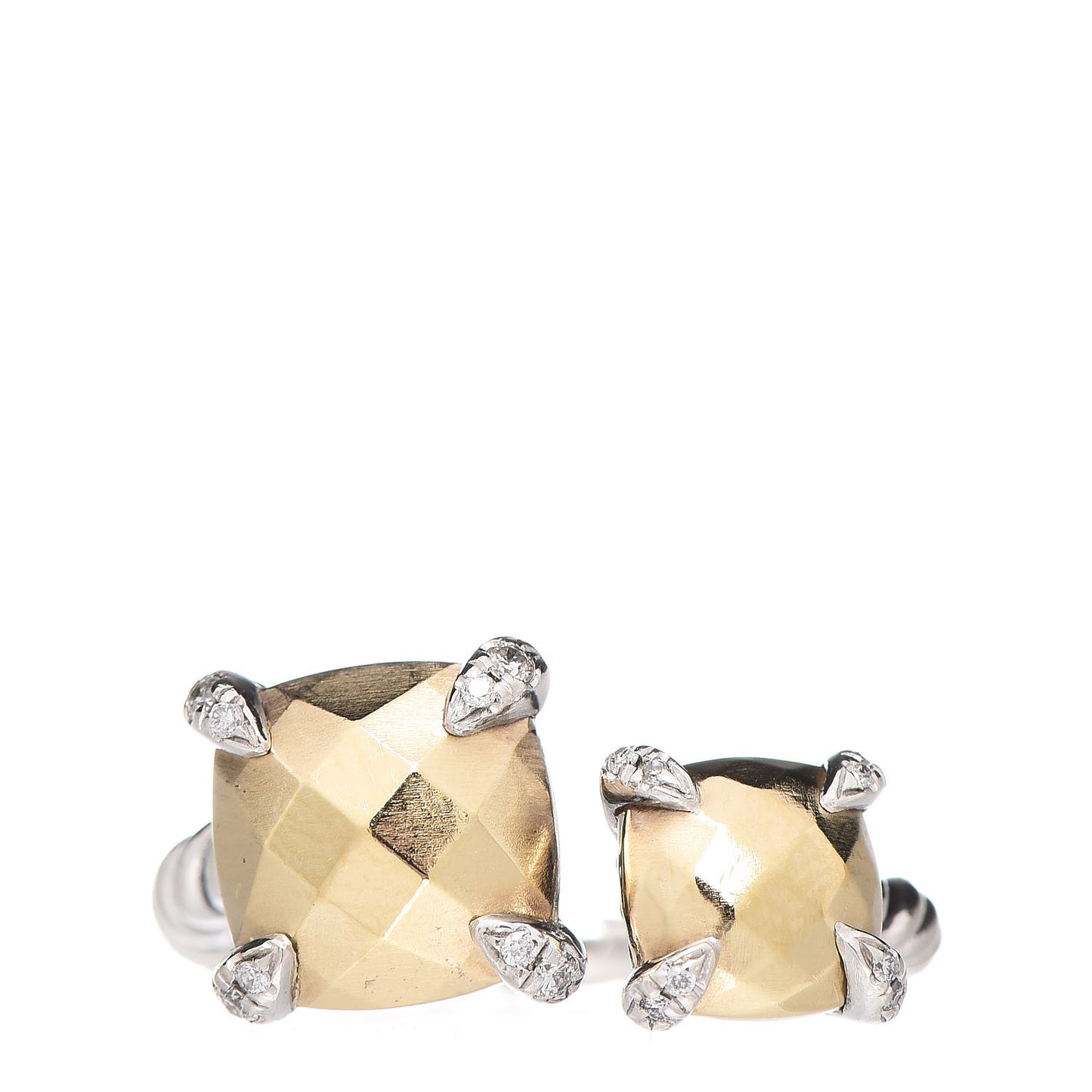 Sterling Silver 18K Yellow Gold Diamond Chatelaine Bypass Ring 49 4.75