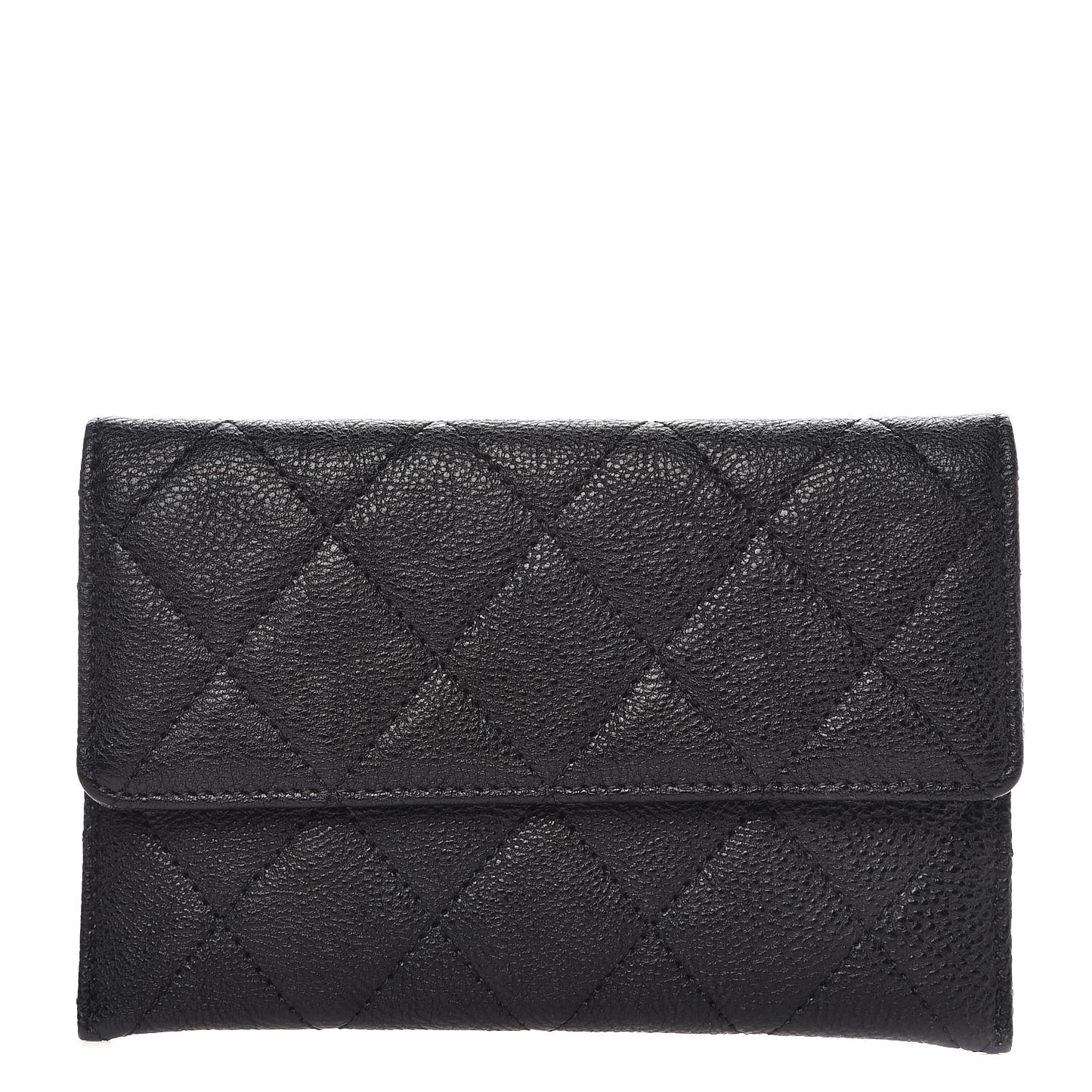 Caviar Quilted Wallet On Removable Chain Insert Black