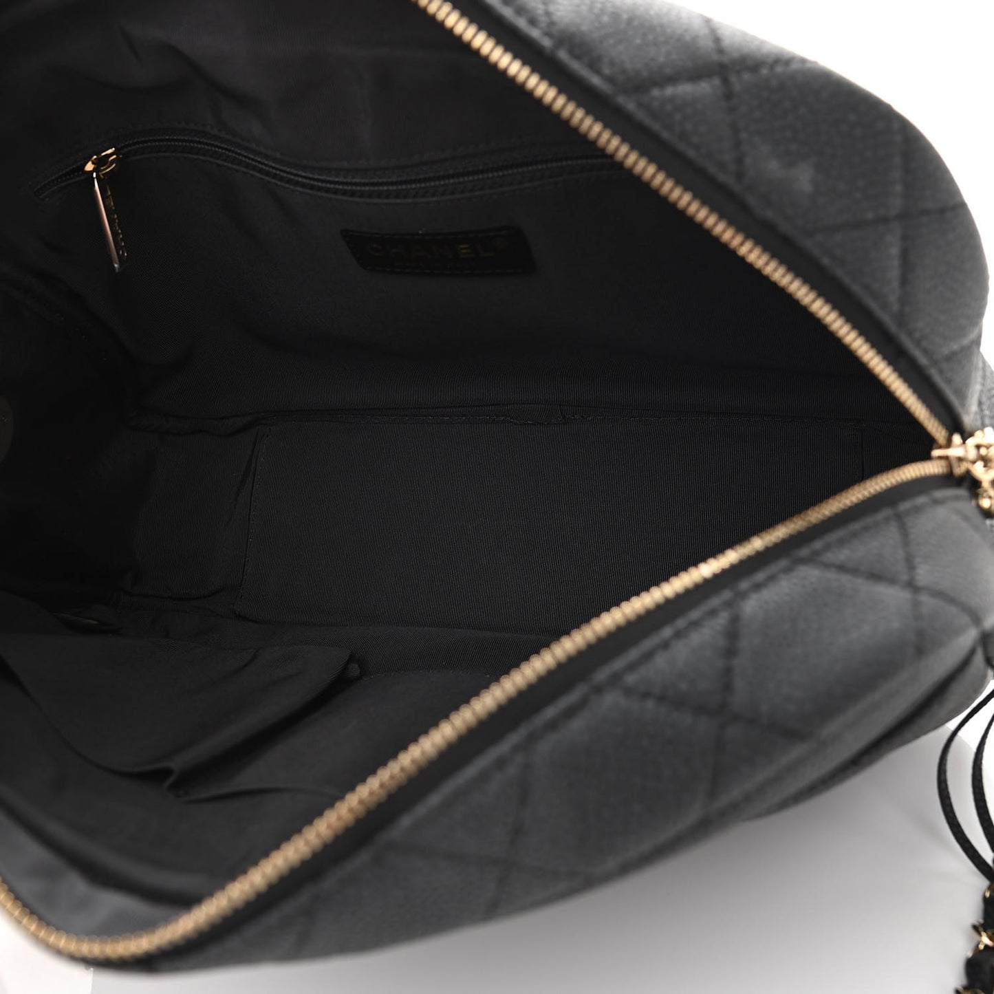 Caviar Quilted Large Coco Tassel Camera Case Black