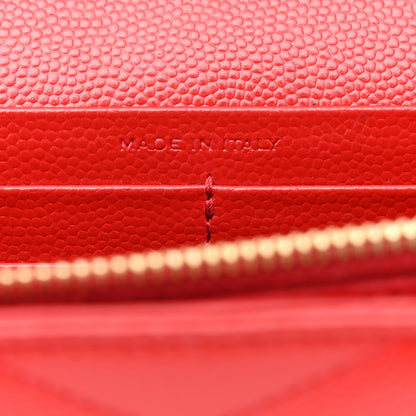 Saint Laurent Grain De Poudre Matelasse Chevron Monogram Chain Wallet New Red 7 of 11