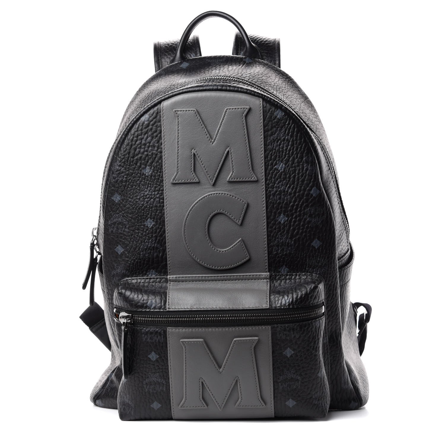 MCM Visetos Medium Stark Logo Stripe Backpack Black 1 of 8