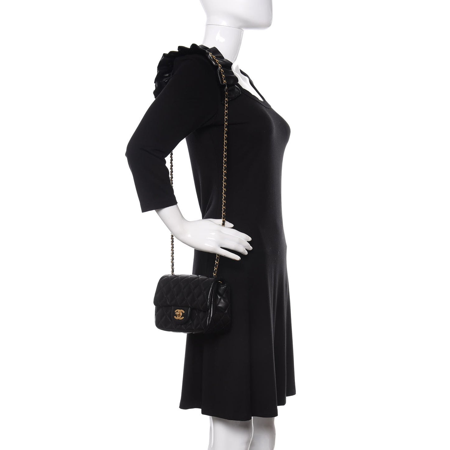 Lambskin Quilted Mini Romance Square Flap Black