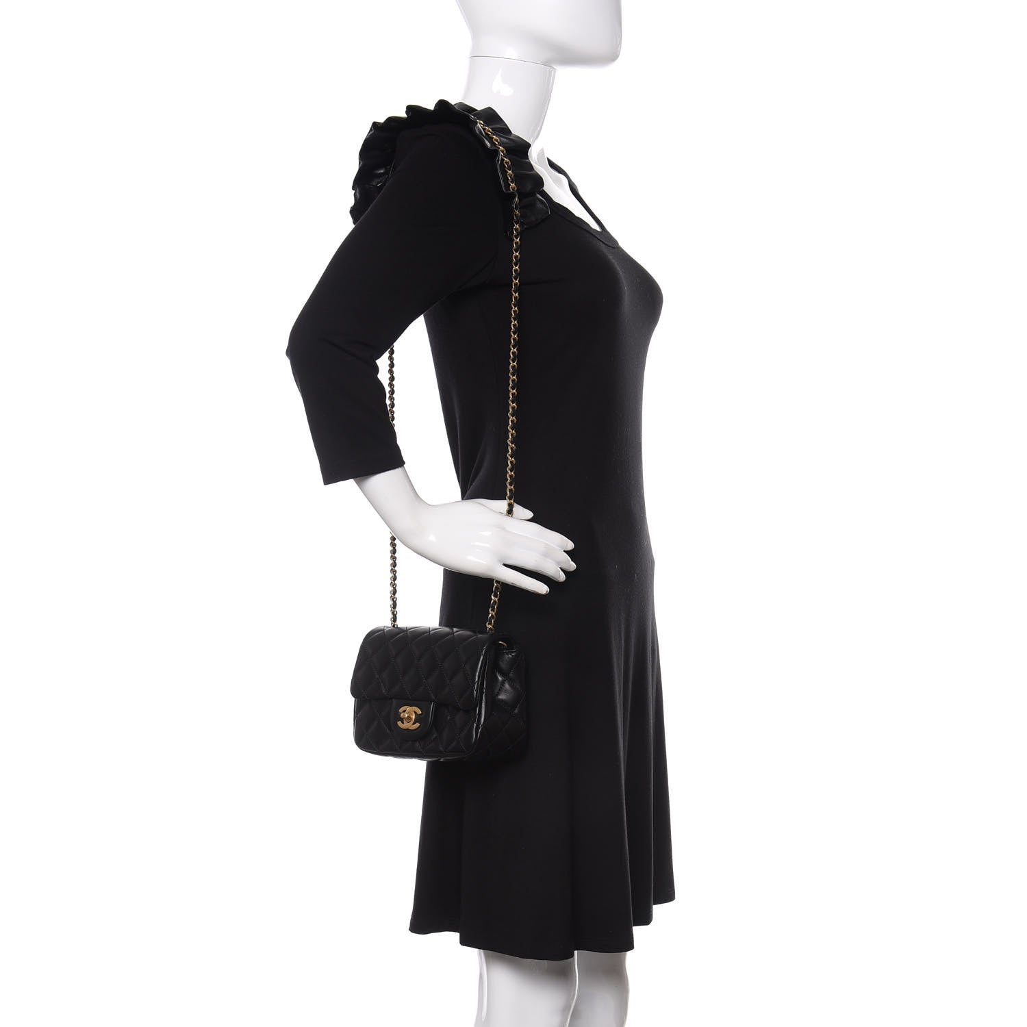 Chanel Lambskin Quilted Mini Romance Square Flap Black 2 of 10