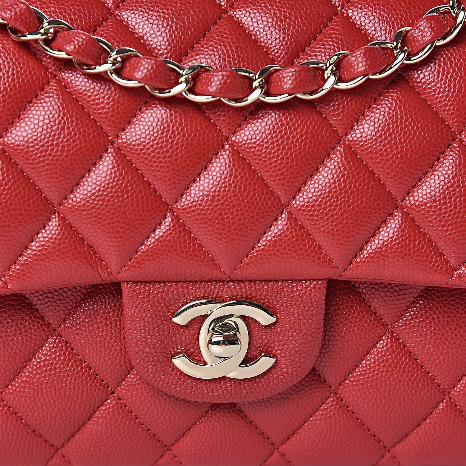 Chanel Caviar Quilted Medium Double Flap Red 8 of 10