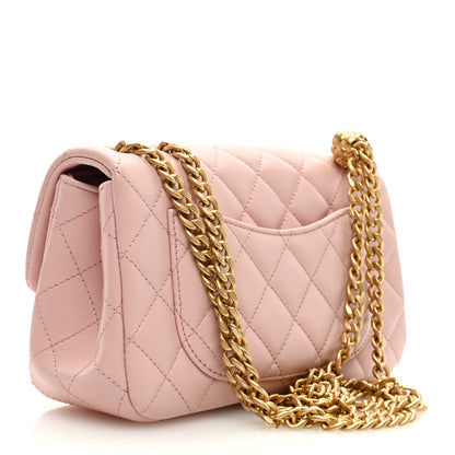 Chanel Lambskin Quilted Camellia Crush Mini Rectangular Flap Pink 3 of 10