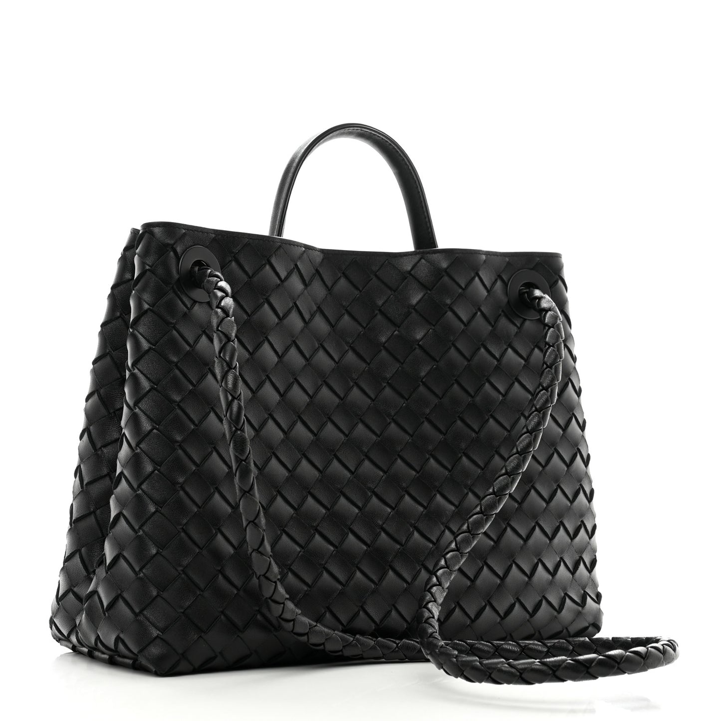 Nappa Intrecciato Medium Andiamo Shoulder Bag Black