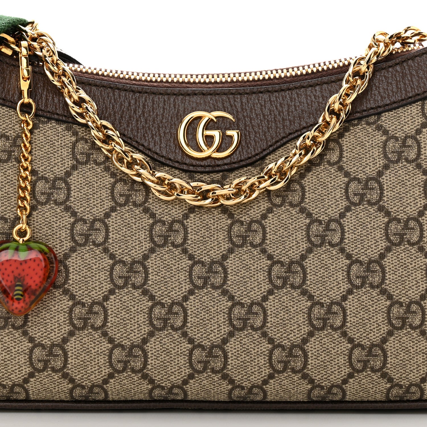 Gucci GG Supreme Monogram Textured Dollar Calfskin Web Small Ophidia GG Handbag Beige Ebony New Acero 7 of 11