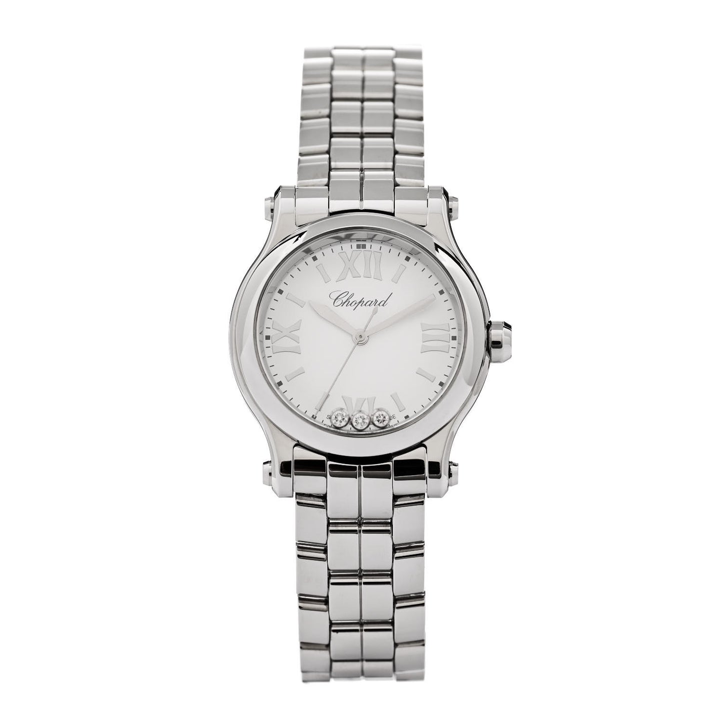 Stainless Steel 3 Diamond 30mm Happy Sport Quartz Watch