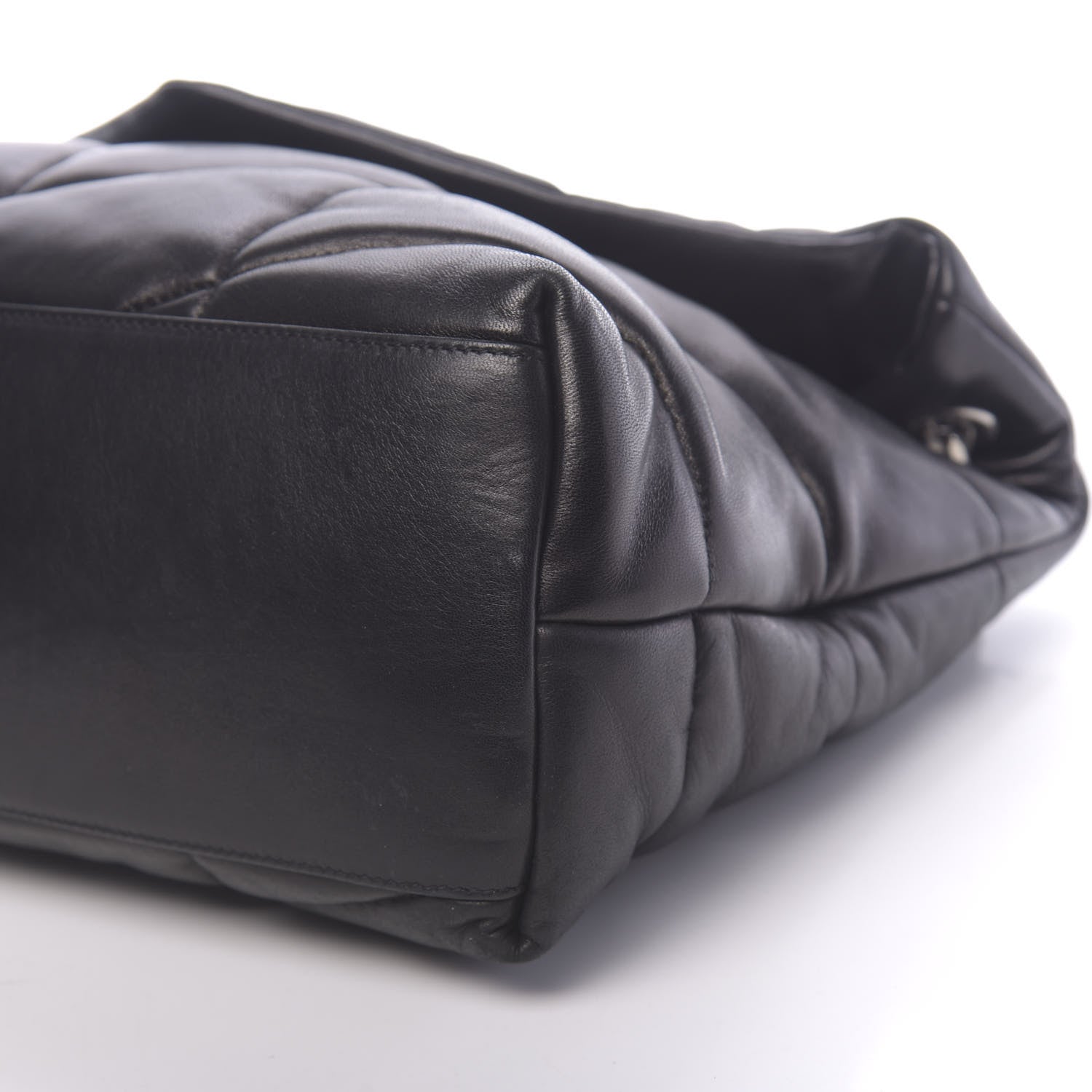 Saint Laurent Lambskin Quilted Medium Loulou Puffer Monogram Chain Satchel Black 9 of 9