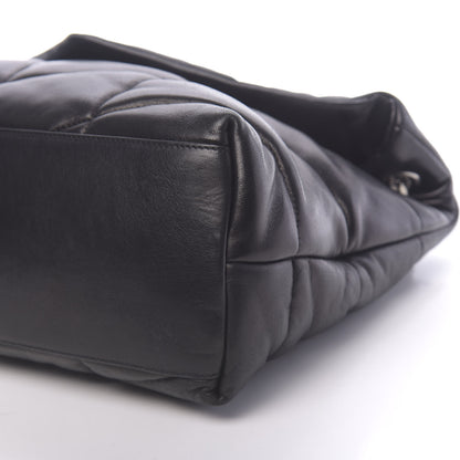 Saint Laurent Lambskin Quilted Medium Loulou Puffer Monogram Chain Satchel Black 9 of 9