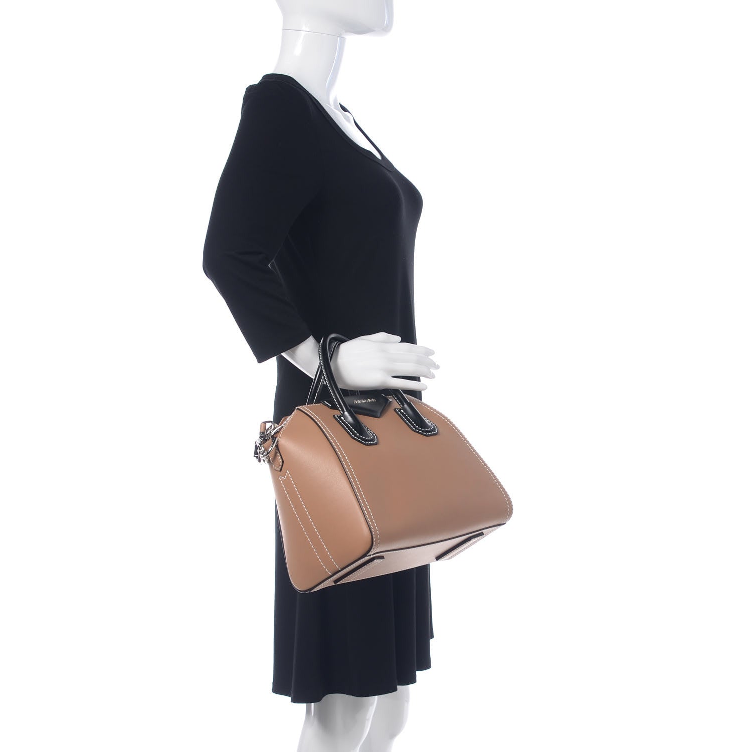 Givenchy Calfskin Small Topstitch Bi-Color Antigona Beige Black 2 of 9