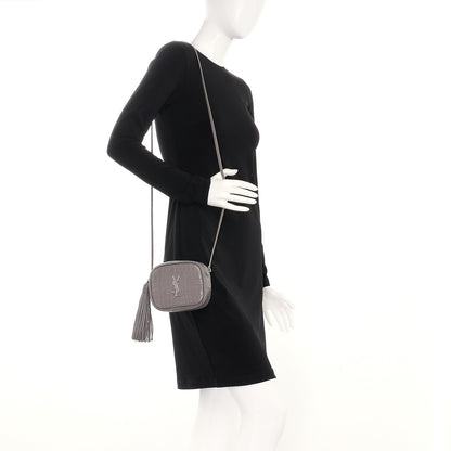Saint Laurent Calfskin Crocodile Embossed Monogram Blogger Bag Fog 2 of 7