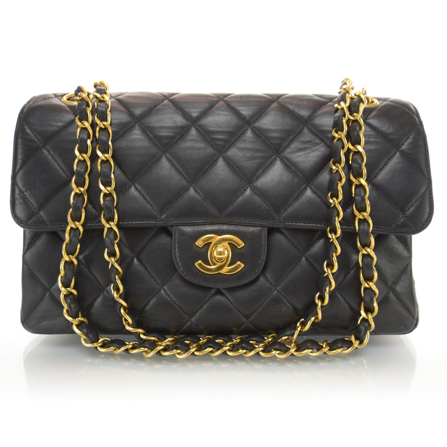 Lambskin Double Sided Medium Flap Black