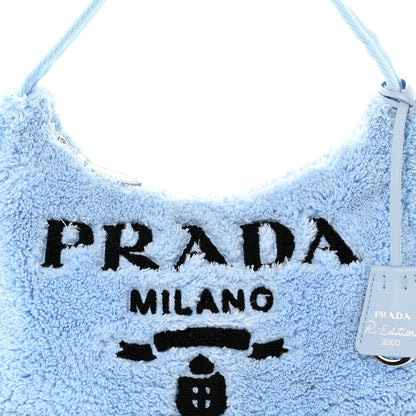 Prada Terry Cloth Mini Re-Edition 2000 Bag Celeste Black 8 of 11
