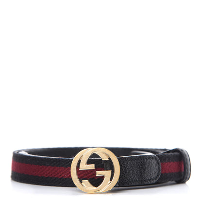 Gucci Canvas Web Interlocking G Belt 80 32 Black 1 of 6