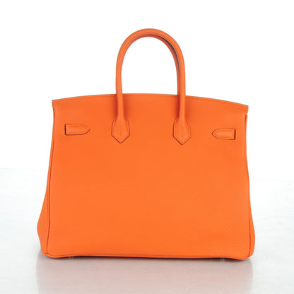 Hermes Togo Horseshoe Birkin 35 Orange Rouge Casaque 4 of 27