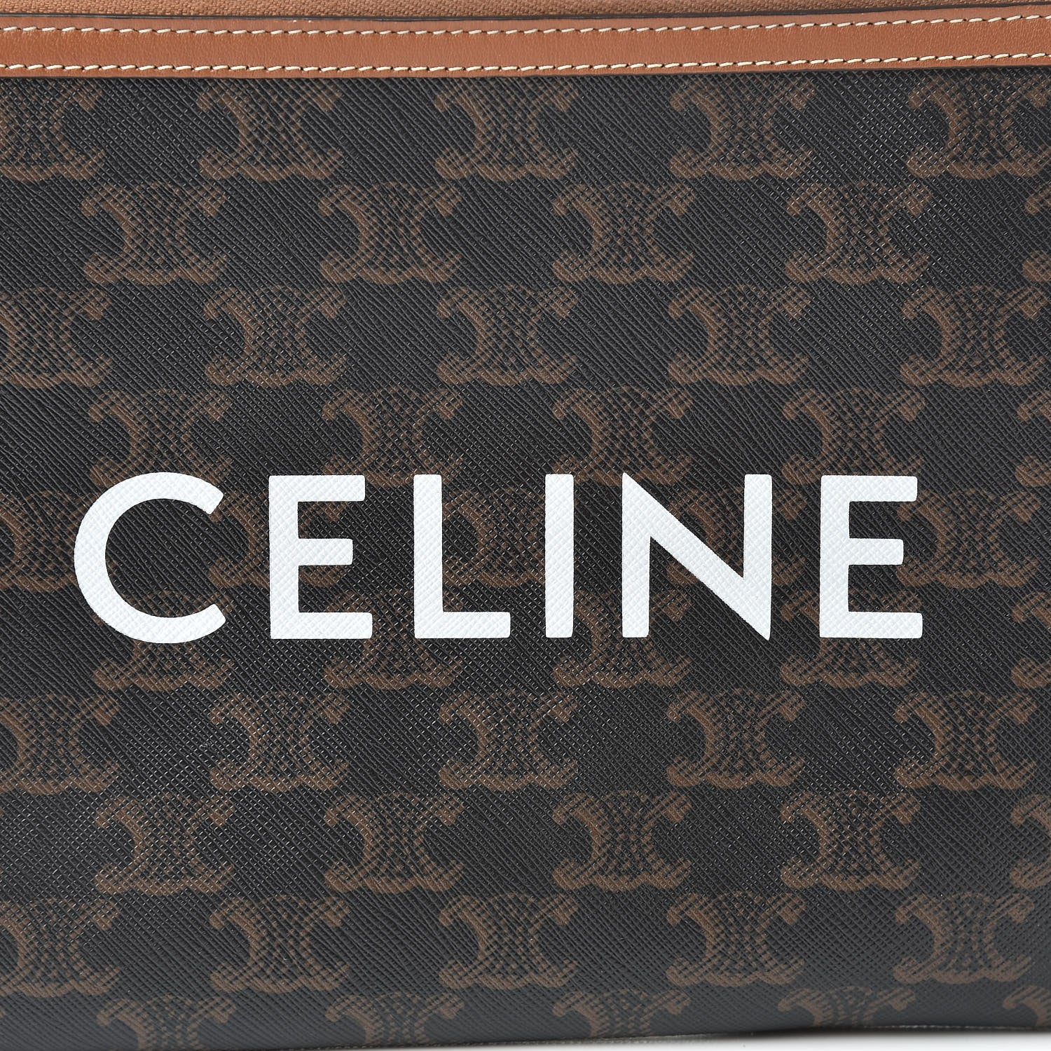 Celine Triomphe Canvas Lambskin Small Pouch Tan 6 of 8
