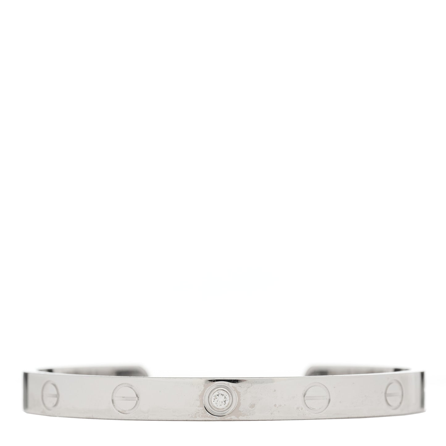 18K White Gold 1 Diamond LOVE Cuff Bracelet 17