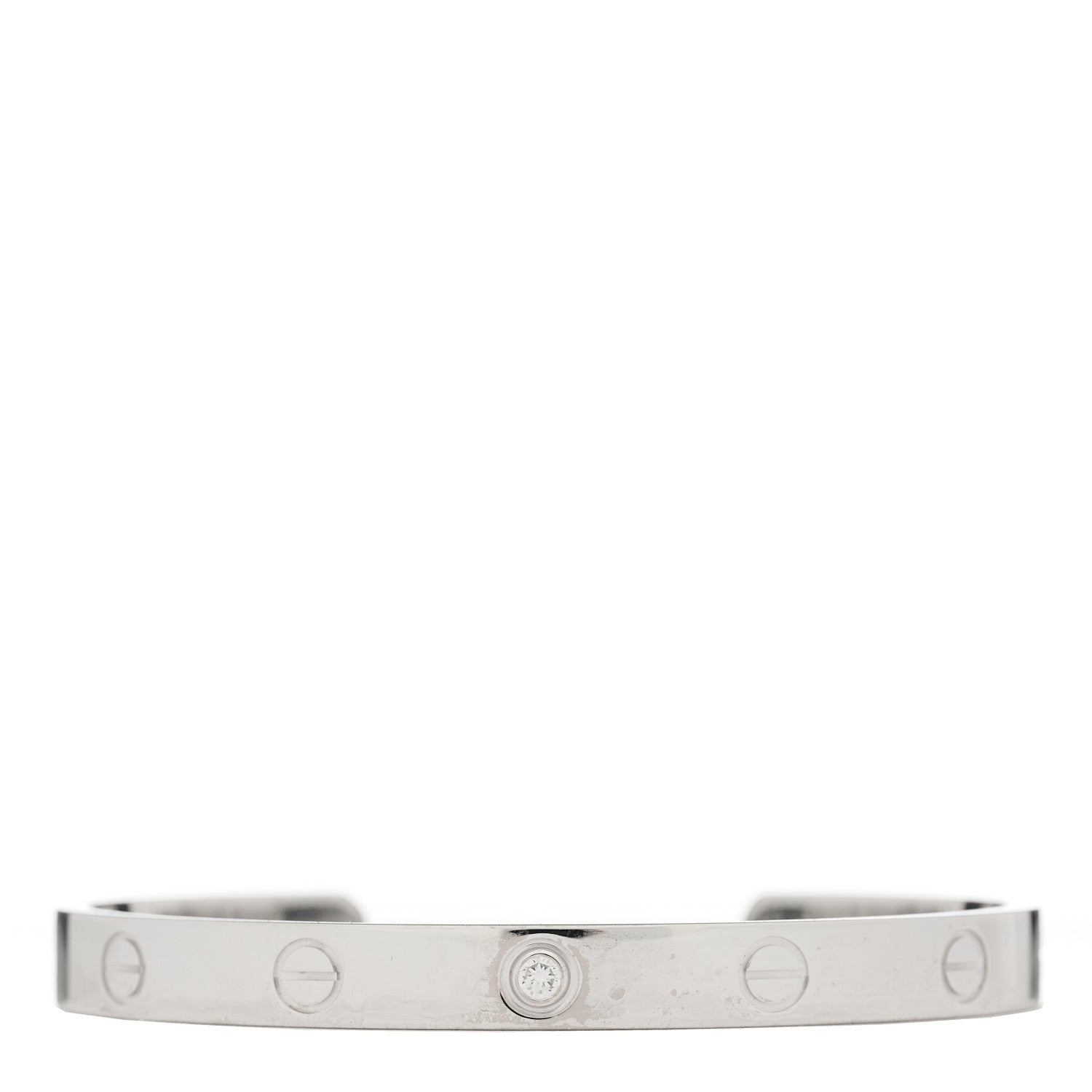 Cartier 18K White Gold 1 Diamond LOVE Cuff Bracelet 17 1 of 3
