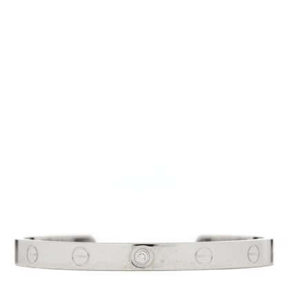 Cartier 18K White Gold 1 Diamond LOVE Cuff Bracelet 17 1 of 3