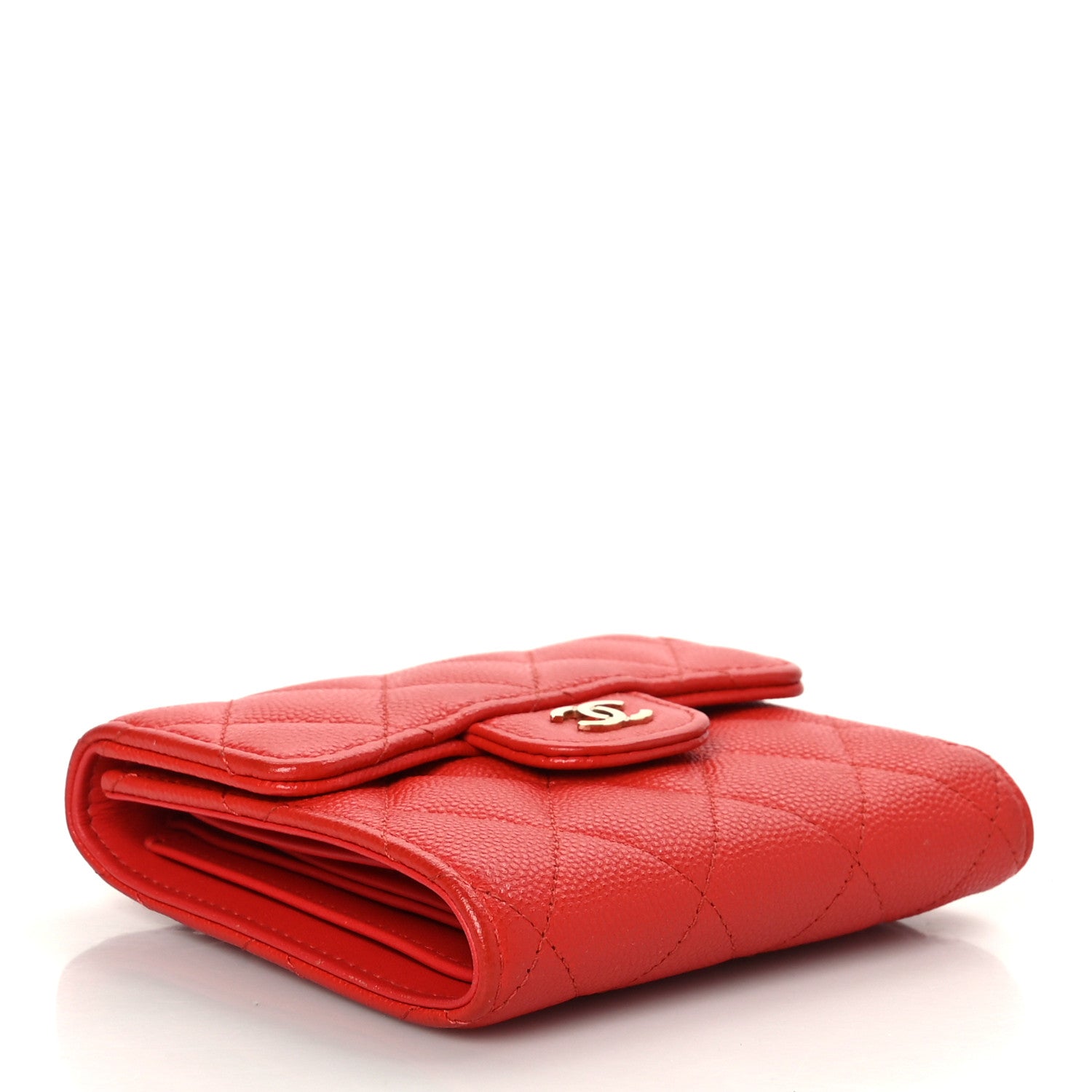 Chanel Caviar Quilted Compact Flap Wallet Red 4 of 8
